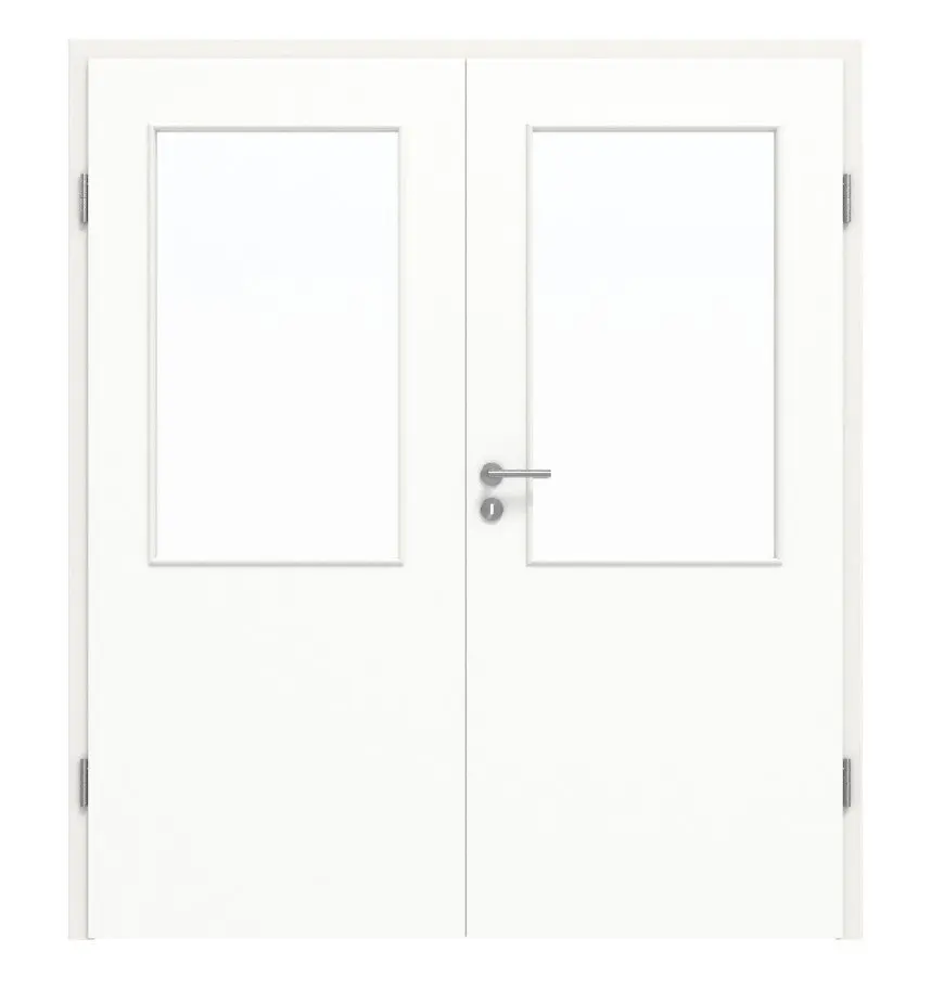 HÖRMANN drzwi dwuskrzydłowe biel ultramatowa Proline Concepto z przeszkleniem LA 7 z ościeżnicą