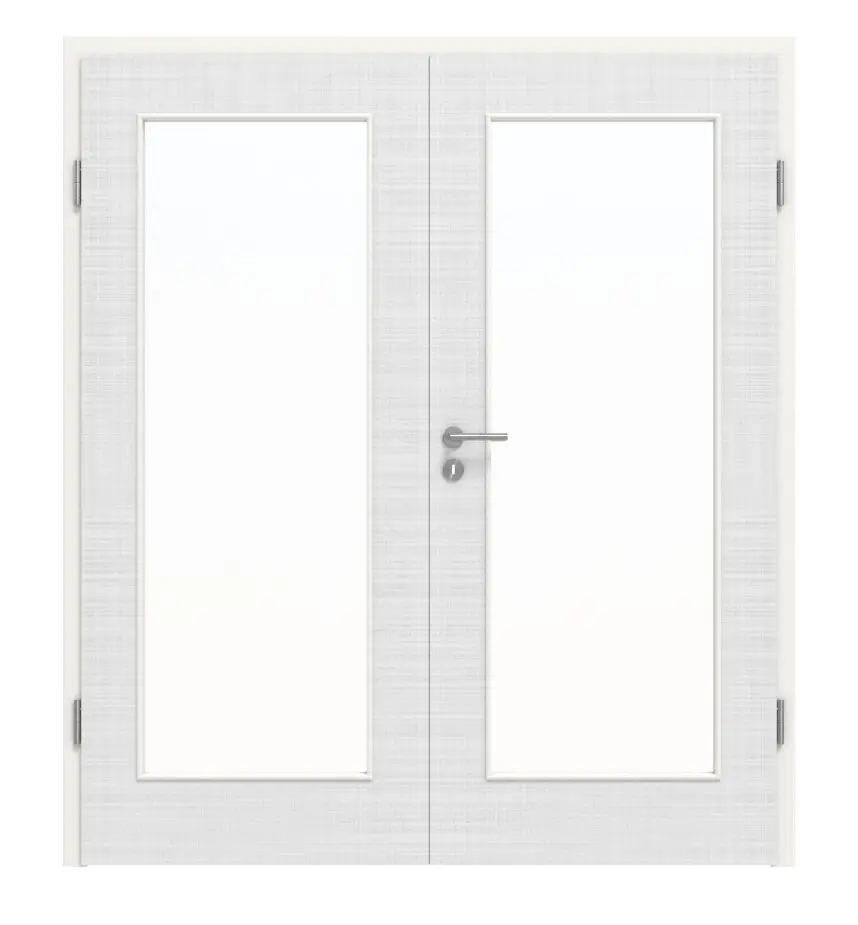 Widok frontowy: drzwi dwuskrzydłowe LA 8 biel bawełniana Basic w tym ościeżnica - Huga