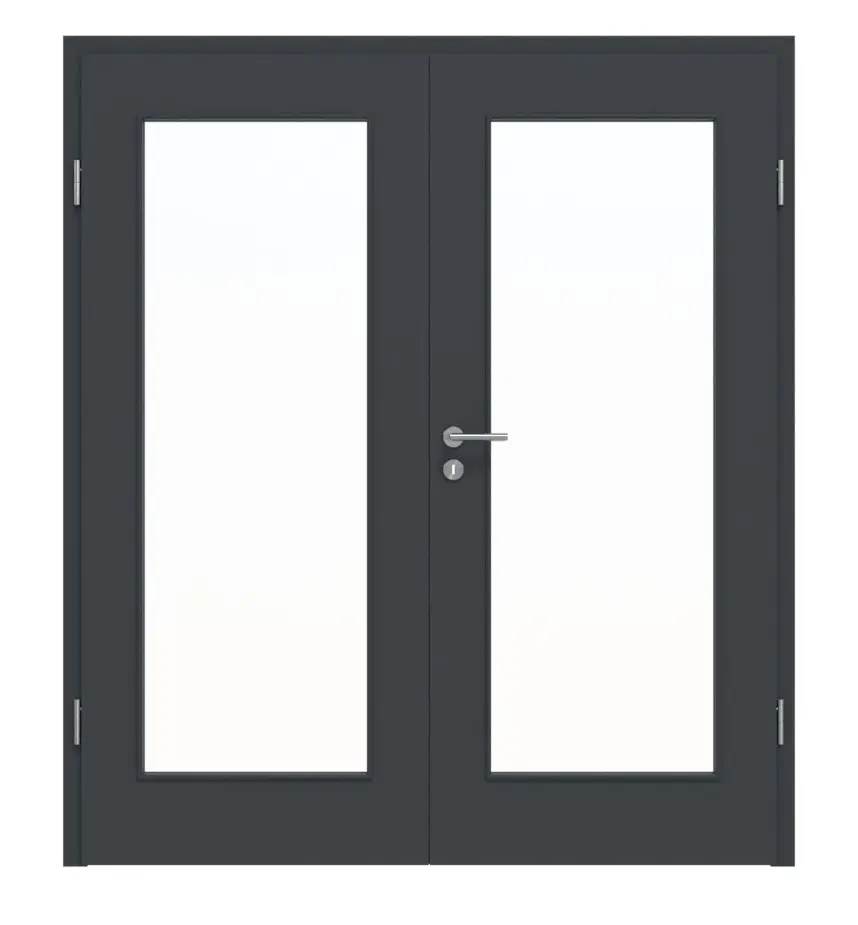 HÖRMANN drzwi dwuskrzydłowe Proline Concepto ultramatowy antracyt z przeszkleniem LA 8 i ościeżnicą