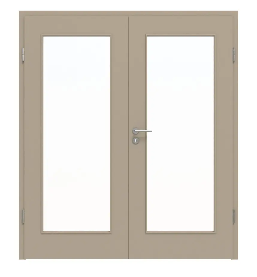 HÖRMANN Drzwi dwuskrzydłowe ultramatowe taupe Proline Concepto z przeszkleniem LA 8 z ościeżnicą