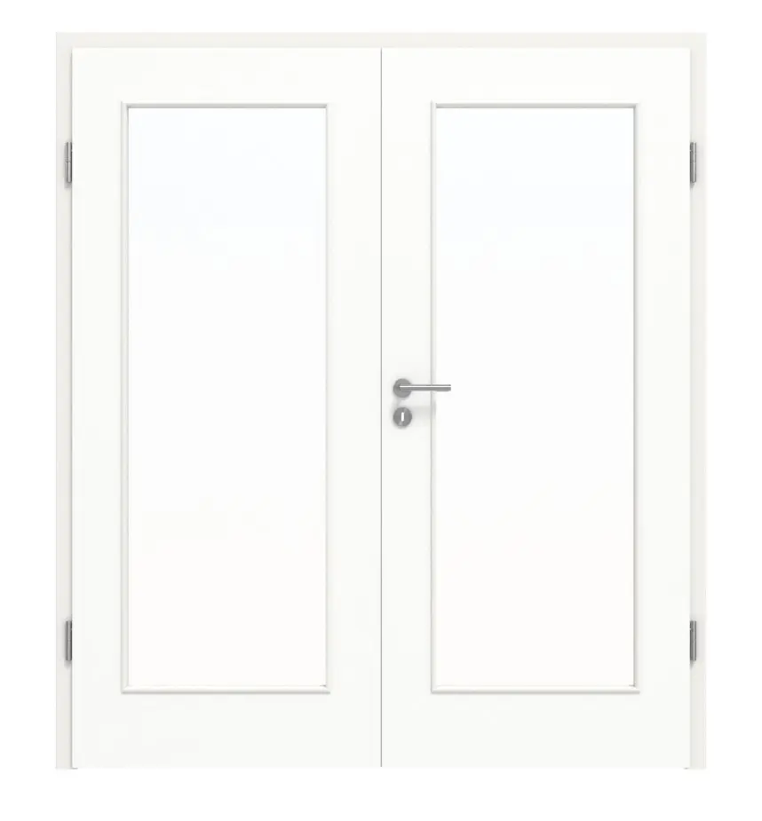 HÖRMANN drzwi dwuskrzydłowe biel ultramatowa Proline Concepto z przeszkleniem LA 8 z ościeżnicą