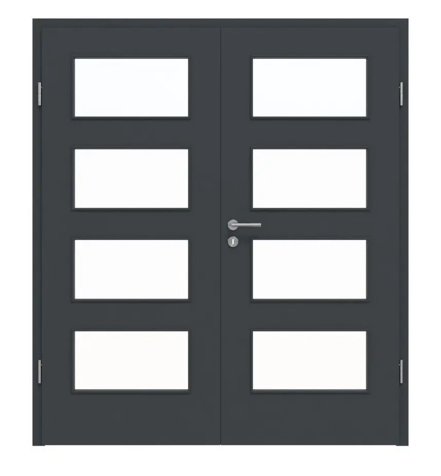 HÖRMANN Drzwi dwuskrzydłowe ultramatowe antracytowe Proline Concepto z przeszkleniem LA 9 z ościeżnicą