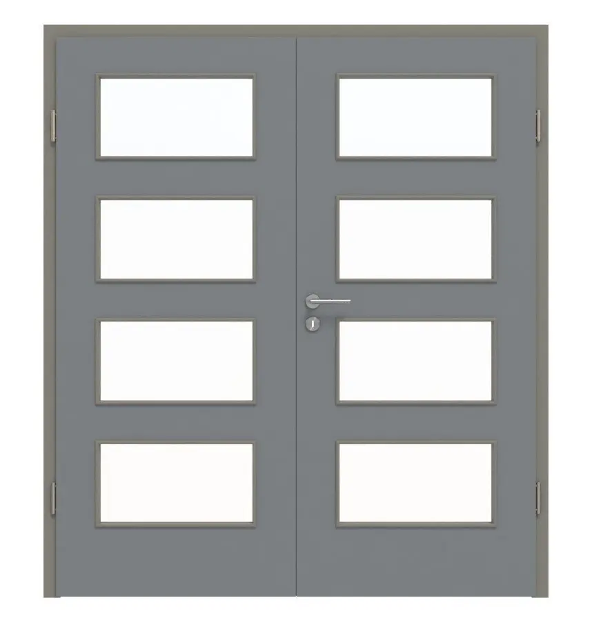 HÖRMANN drzwi dwuskrzydłowe ultramat w kolorze szary pył Proline Concepto z przeszkleniem LA 9 z ościeżnicą