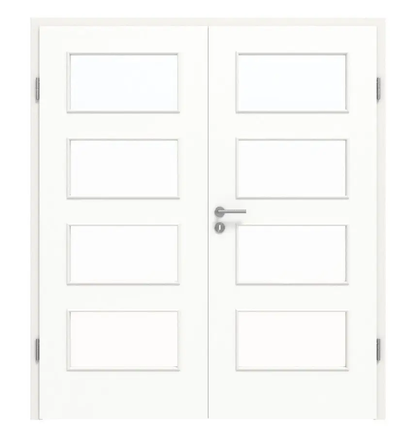 HÖRMANN drzwi dwuskrzydłowe biel ultramatowa Proline Concepto z przeszkleniem LA 9 z ościeżnicą