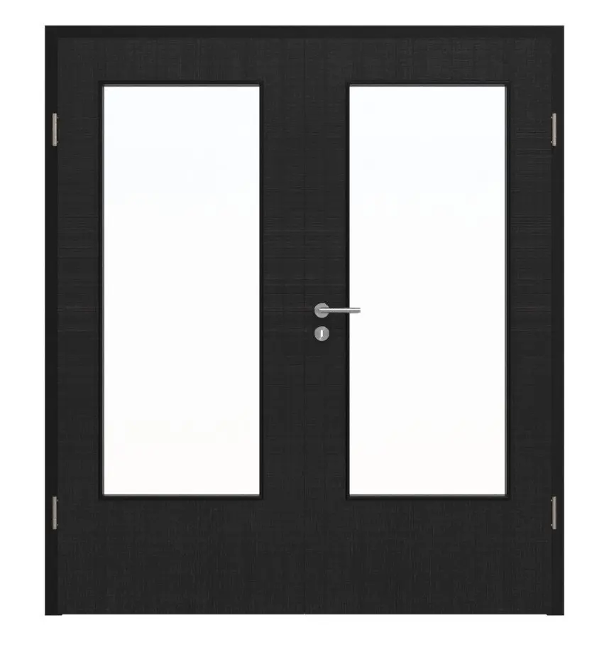 HÖRMANN drzwi 2-skrzydłowe czarny lniany Proline Concepto z przeszkleniem LA-DIN z ościeżnicą