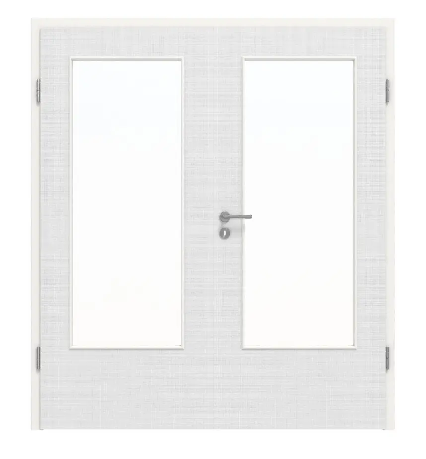 HÖRMANN drzwi dwuskrzydłowe biel lniana Proline Concepto z przeszkleniem LA-DIN z ościeżnicą