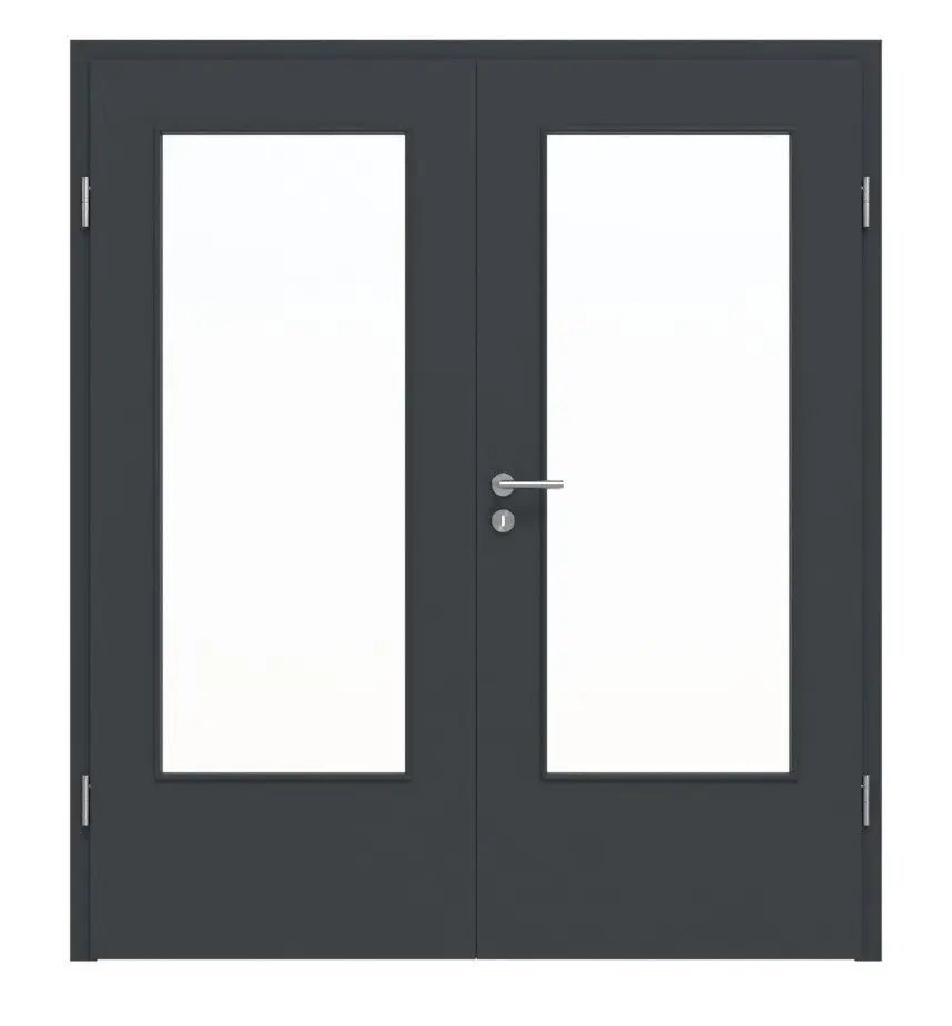 HÖRMANN drzwi 2-skrzydłowe ultramatowy antracyt Proline Concepto z przeszkleniem LA-DIN z ościeżnicą