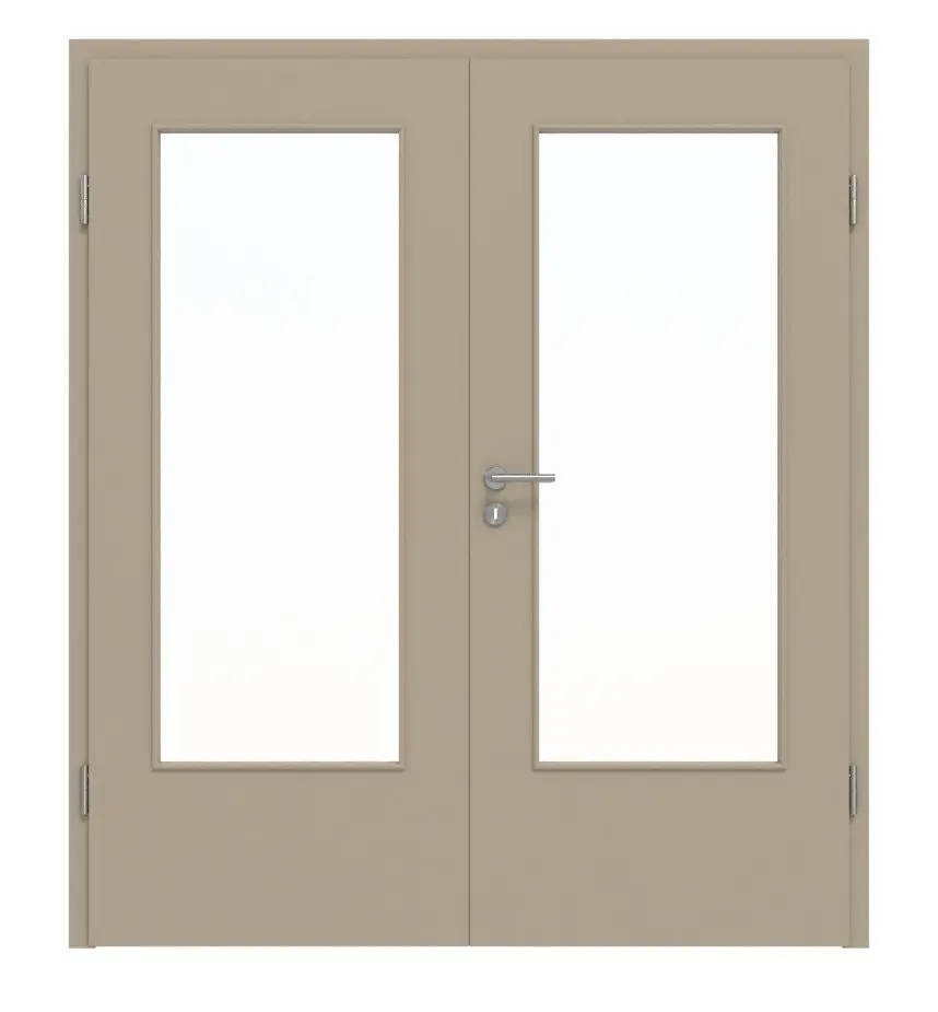 HÖRMANN Drzwi dwuskrzydłowe ultramatowe taupe Proline Concepto z przeszkleniem LA-DIN z ościeżnicą