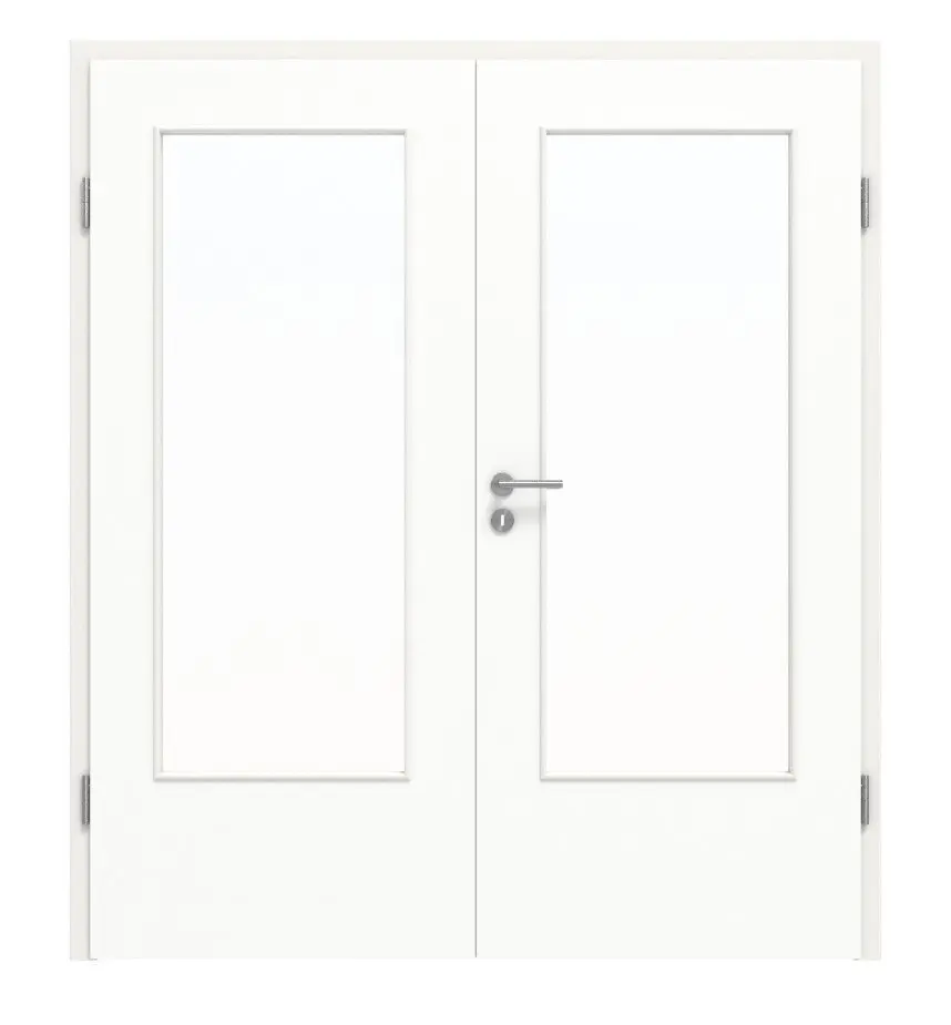 HÖRMANN drzwi dwuskrzydłowe biel ultramatowa Proline Concepto z przeszkleniem LA-DIN z ościeżnicą