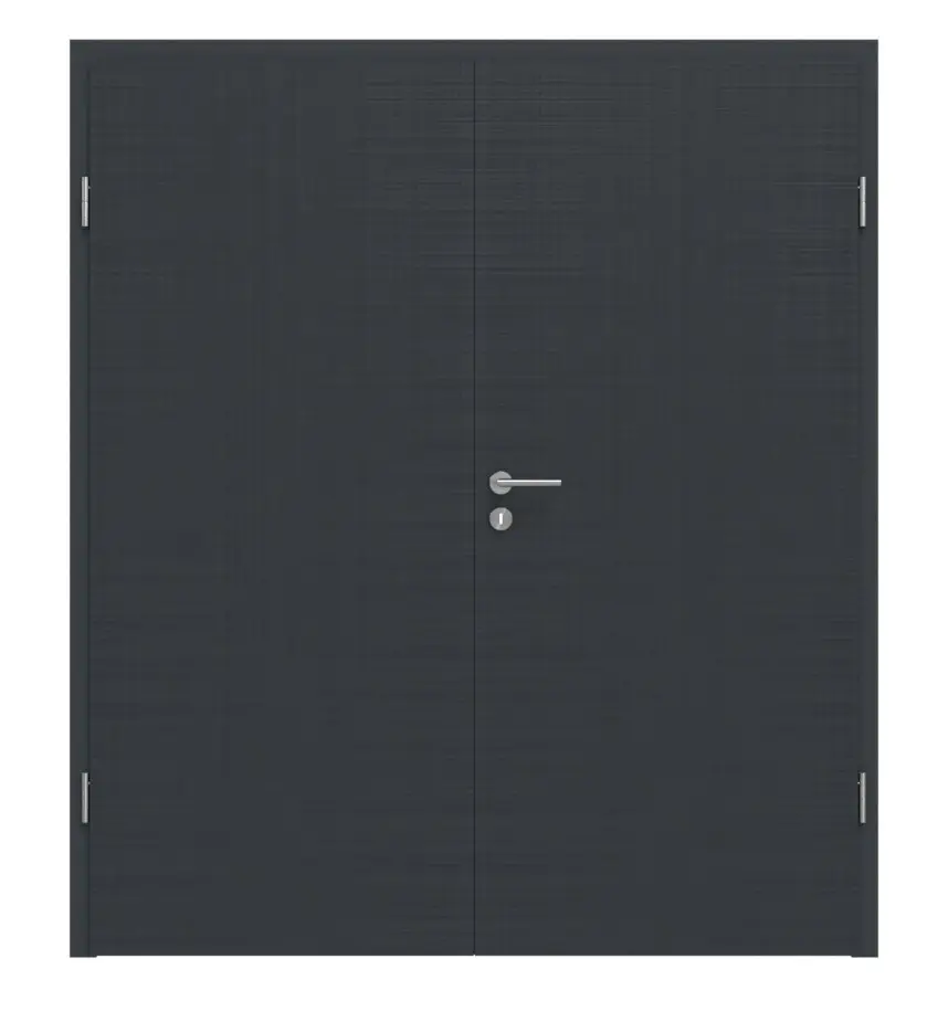 Widok frontowy drzwi dwuskrzydłowych Cotton like antracyt Basic z ościeżnicą - Huga