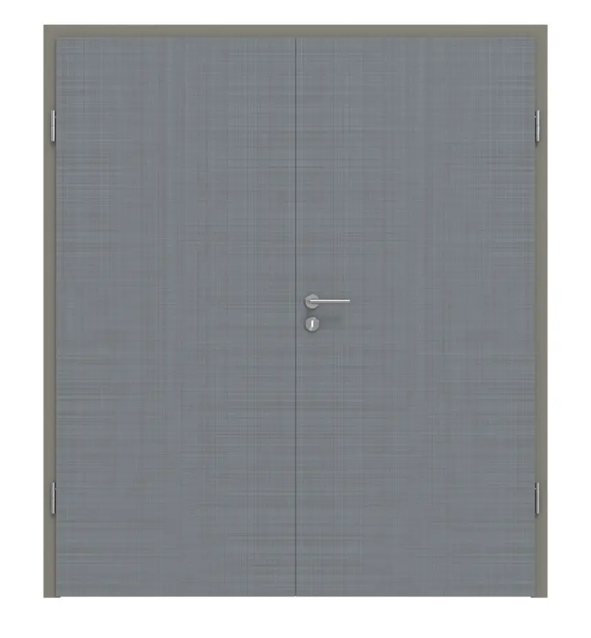 Widok frontowy drzwi dwuskrzydłowych Cotton like Hygge szary Basic z ościeżnicą - Huga