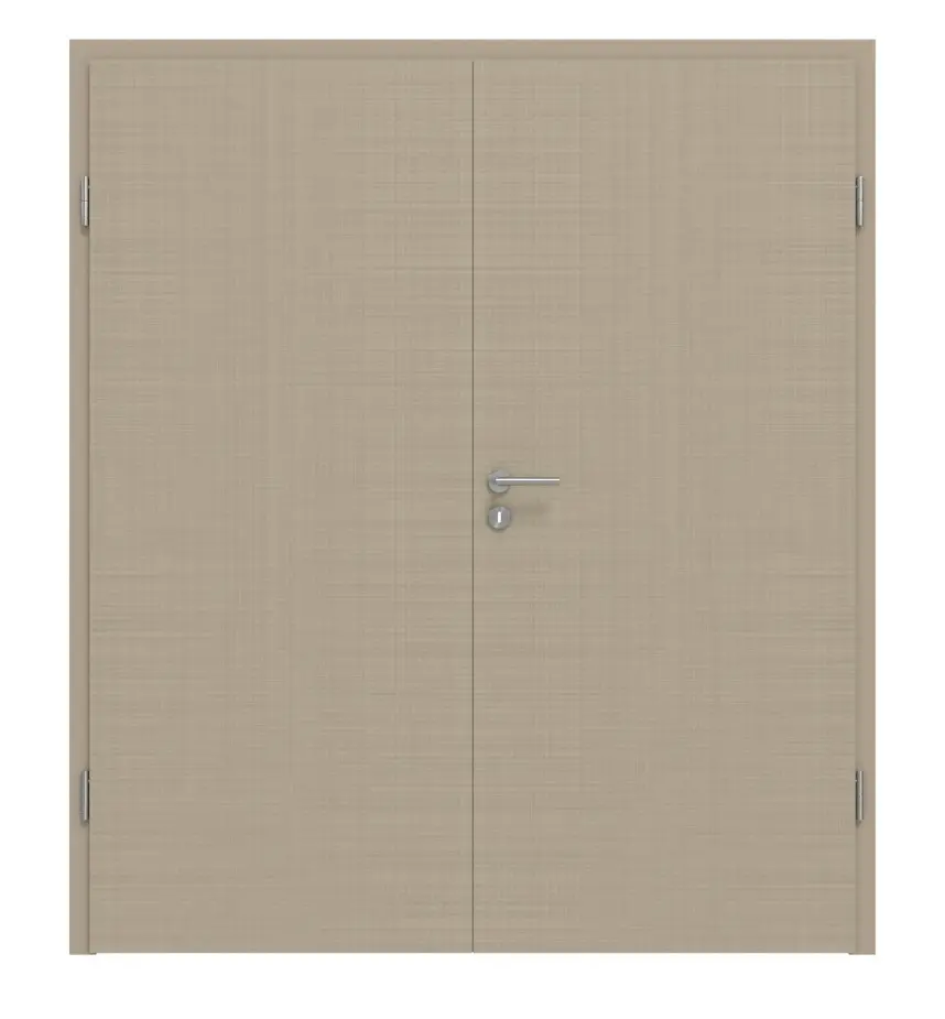Widok frontowy drzwi dwuskrzydłowych Cotton like taupe (kolor ciemnoszaro-brązowy) Basic z ościeżnicą - Huga
