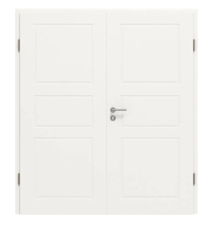 JELD-WEN drzwi dwuskrzydłowe Contour 3F białe błyszczące, podobnie do RAL 9016 Lakier Expert z ościeżnicą