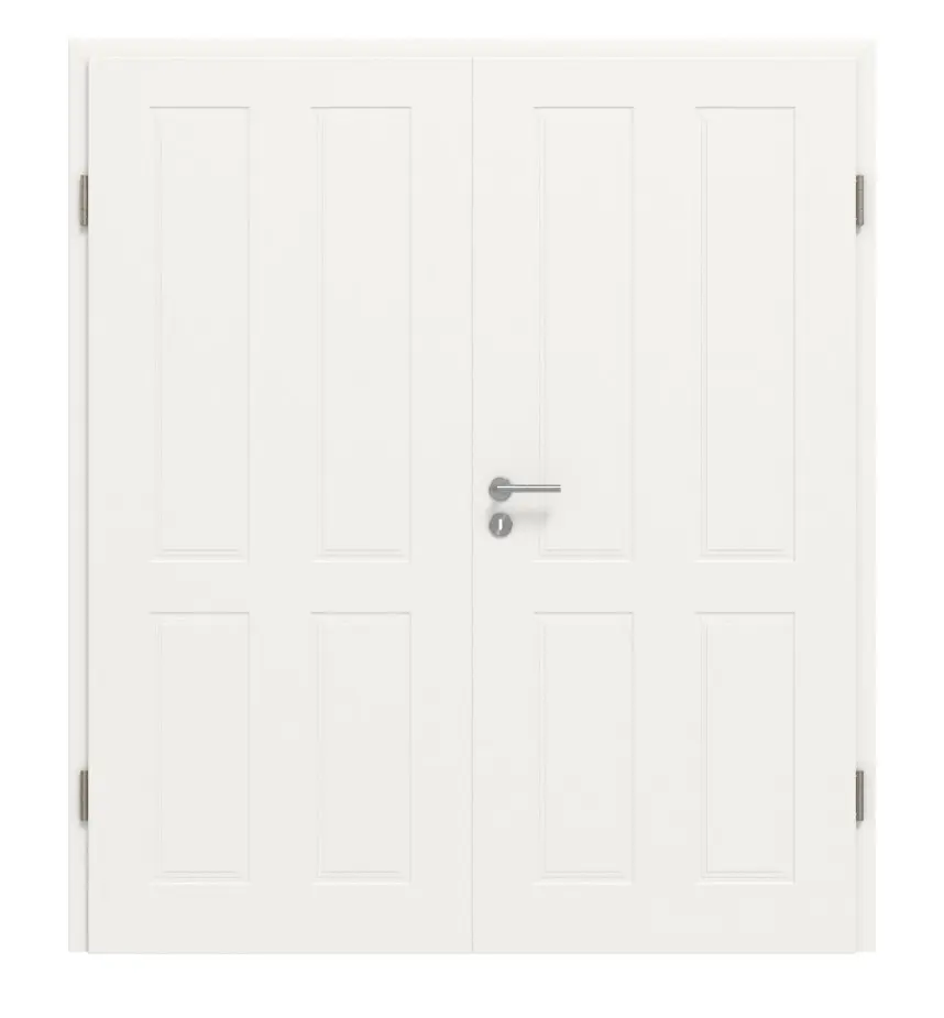 JELD-WEN drzwi dwuskrzydłowe Contour 4F biały błyszczący podobny do RAL 9016 ExpertLack z ościeżnicą