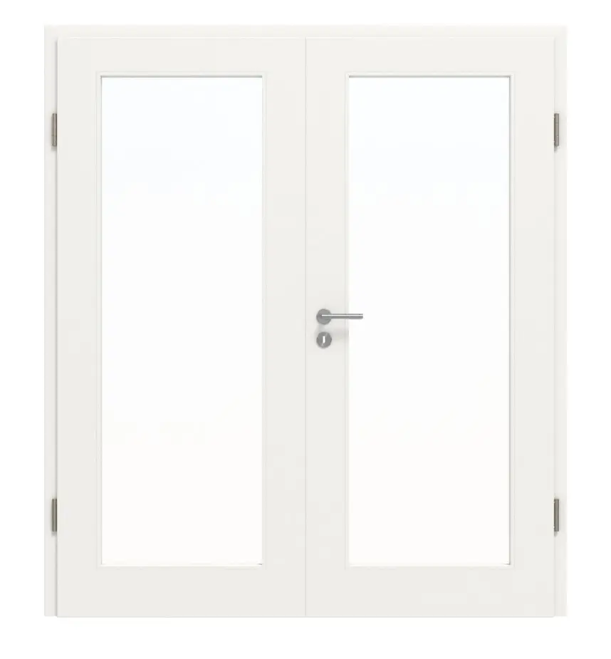 JELD-WEN Drzwi dwuskrzydłowe Contour 1F Brillantweiß podobne. RAL 9016 ExpertLack z wycięciem na światło LA-1G z ościeżnicą