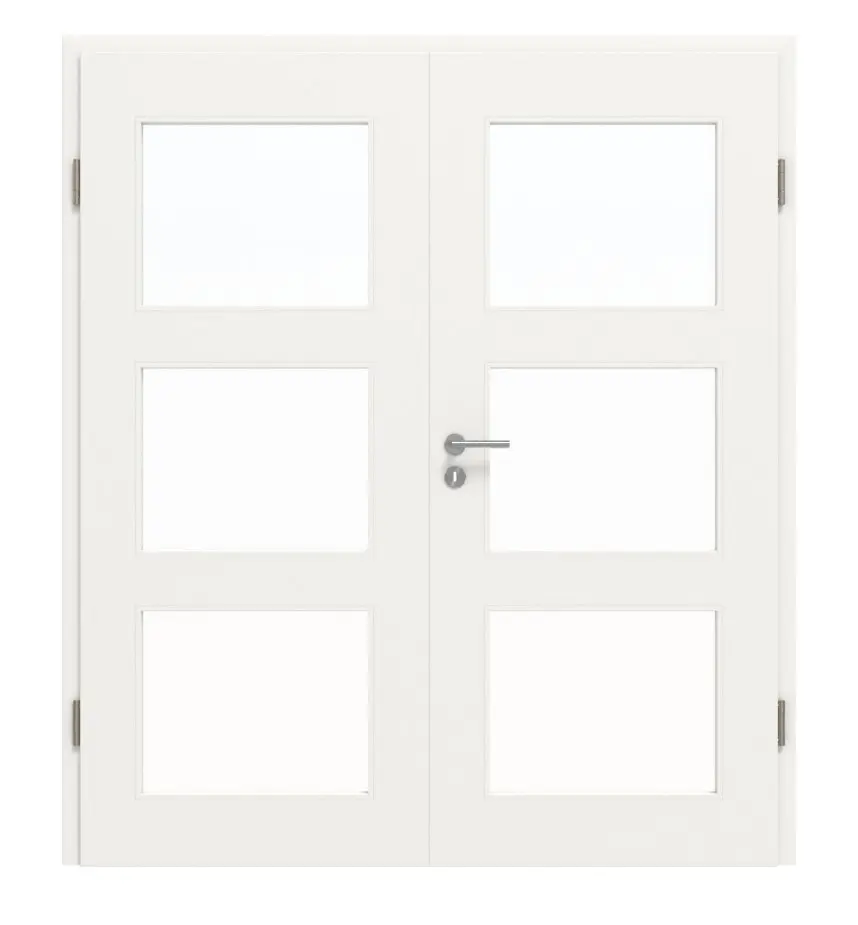 JELD-WEN Drzwi dwuskrzydłowe Contour 3FG Brillantweiß podobne. RAL 9016 ExpertLack z wycięciem na światło LA-3G z ościeżnicą