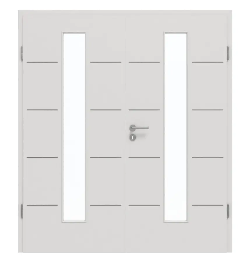 GARANT Drzwi dwuskrzydłowe Corona 830 Silver Grey CePaL z przeszkleniem LA-4 na środku z ościeżnicą