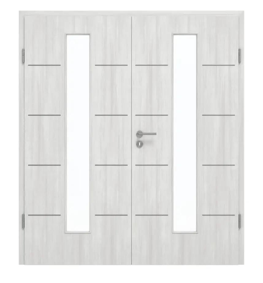 GARANT Drzwi dwuskrzydłowe Corona 830 Authentic Grigio CePaL z przeszkleniem LA-4 na środku z ościeżnicą