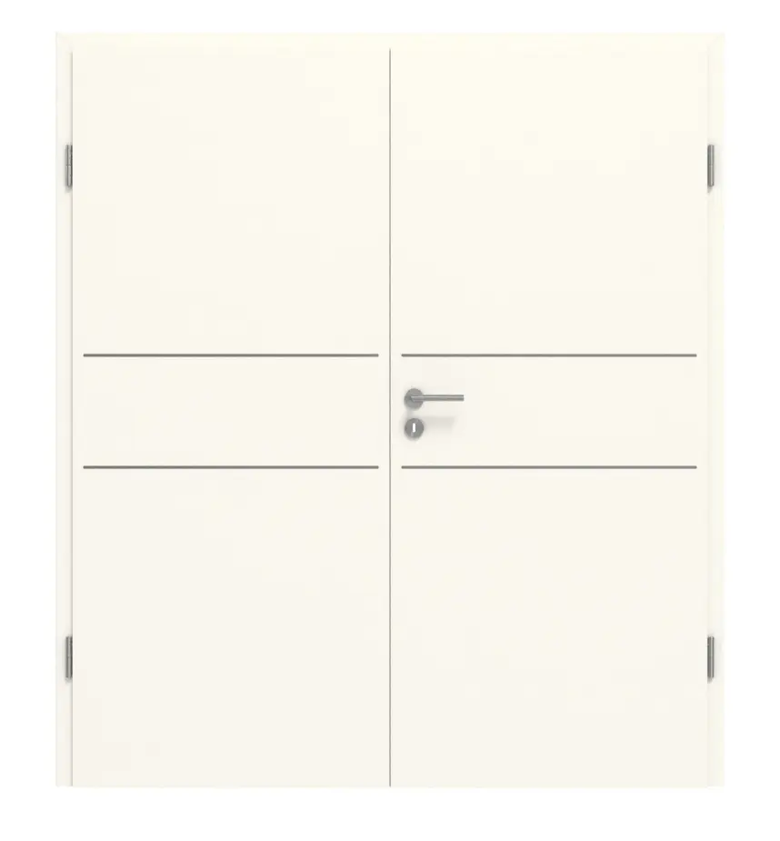 Widok frontowy marki GARANT drzwi dwuskrzydłowe Corona 832 Pearl White CePaL z ościeżnicą