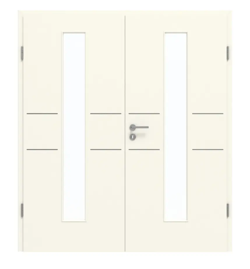 GARANT drzwi dwuskrzydłowe Corona 832 Snow White CePaL z przeszkleniem LA-4 na środku z ościeżnicą