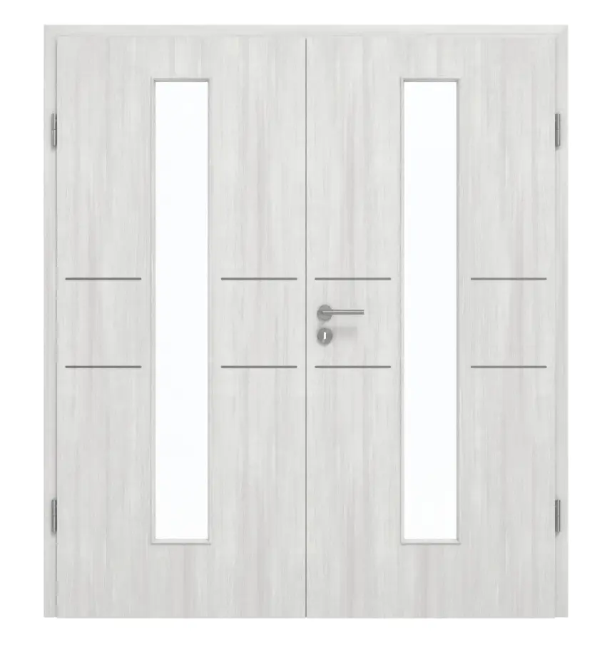 GARANT Drzwi dwuskrzydłowe Corona 832 Authentic Grigio CePaL z przeszkleniem LA-4 na środku z ościeżnicą