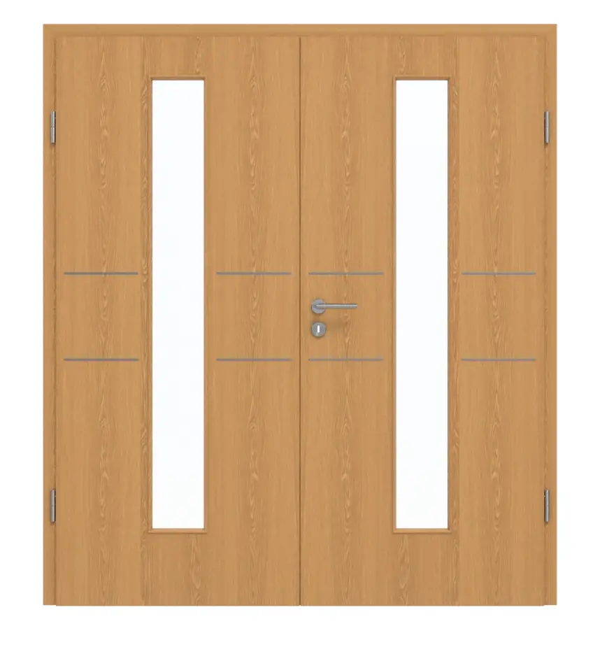GARANT drzwi 2-skrzydłowe Corona 832 dąb premium CePaL z przeszkleniem LA-4 na środku z ościeżnicą