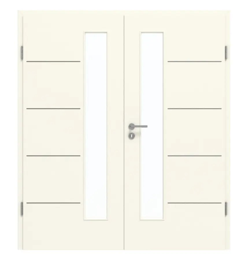 GARANT drzwi dwuskrzydłowe Corona 834 Snow White CePaL z przeszkleniem LA-4 od strony zamka z ościeżnicą