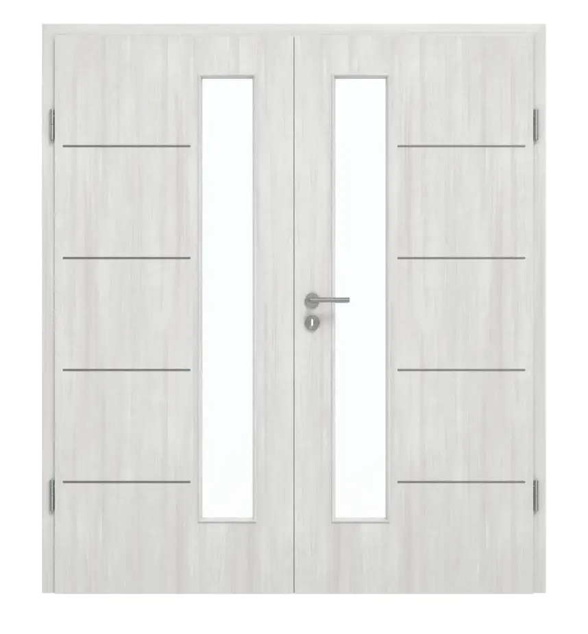 GARANT Drzwi dwuskrzydłowe Corona 834 Authentic Grigio CePaL z przeszkleniem LA-4 od strony zamka z ościeżnicą