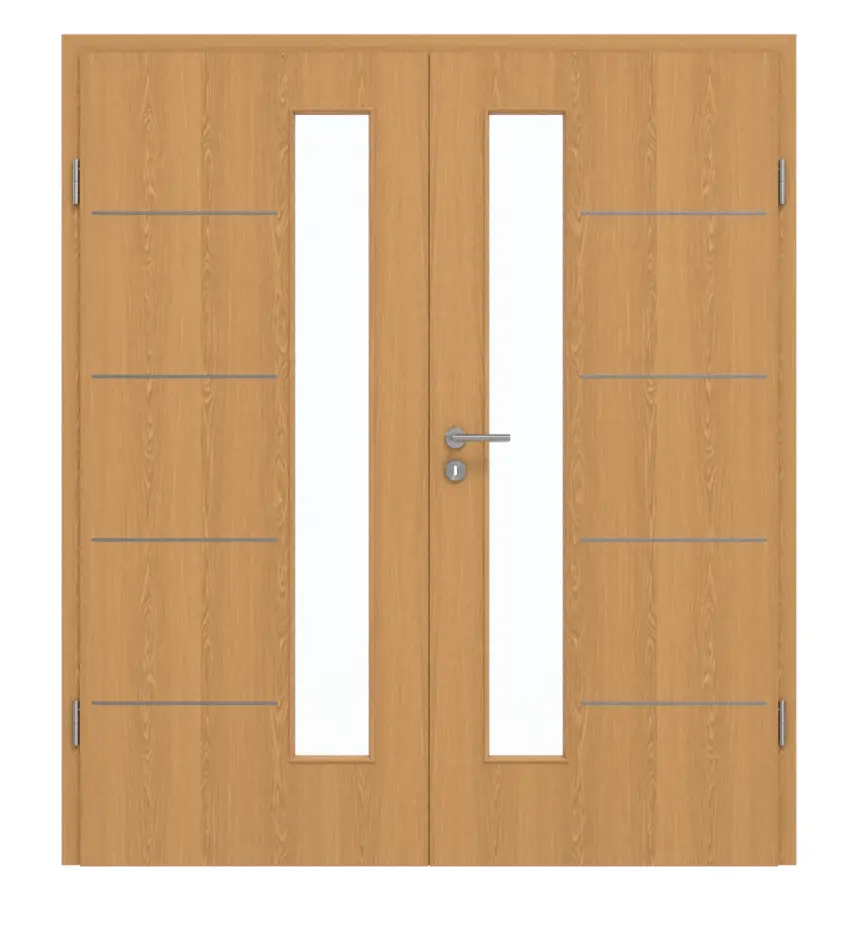 GARANT drzwi dwuskrzydłowe Corona 834 dąb premium CePaL z przeszkleniem LA-4 od strony zamka z ościeżnicą
