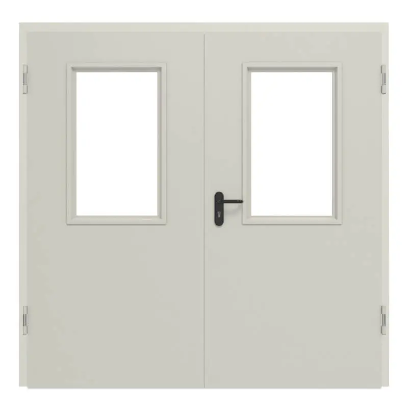 Widok frontowy zestawu stalowych drzwi wewnętrznych wielofunkcyjnych D65-2 OD z LA-B2 wraz z ościeżnicą narożną - Hörmann