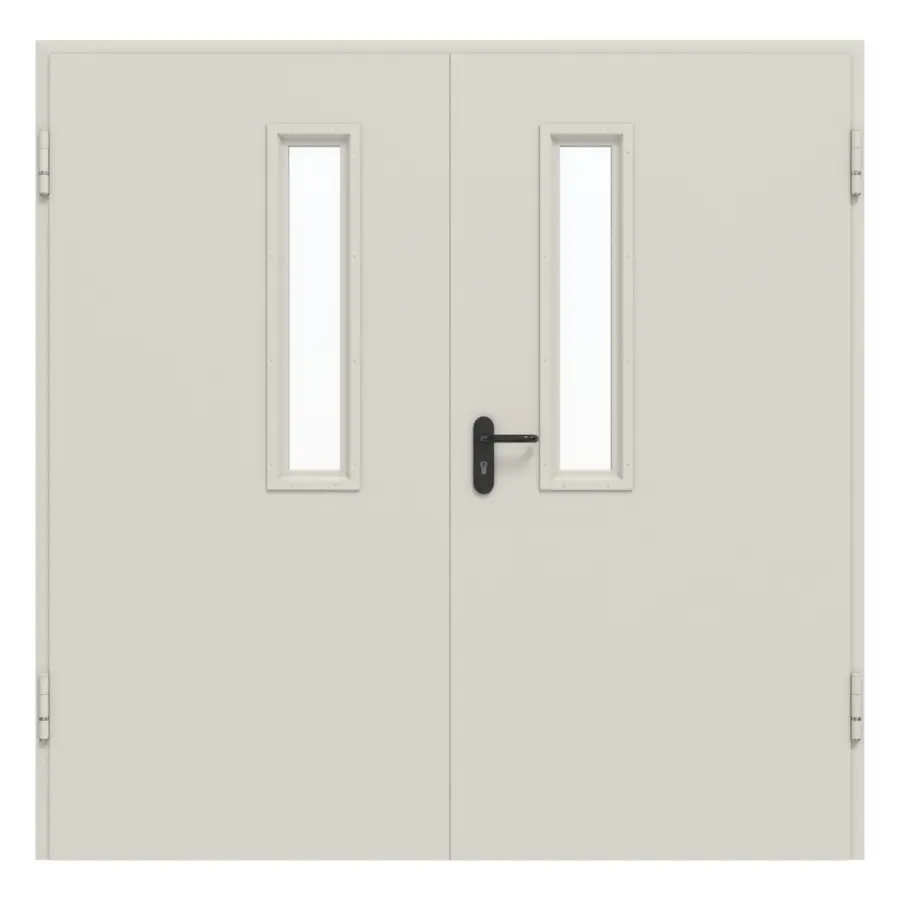 Widok frontowy zestawu stalowych drzwi wewnętrznych wielofunkcyjnych D65-2 OD z LA-B1 wraz z ościeżnicą narożną - Hörmann