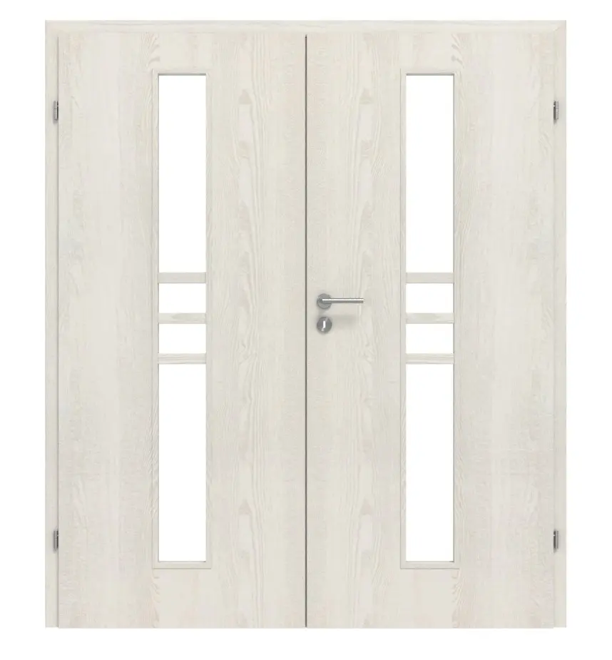 CLASSEN drzwi 2-skrzydłowe Demeter M1 jesion biały 3D Look z przeszkleniem w zestawie z ościeżnicą