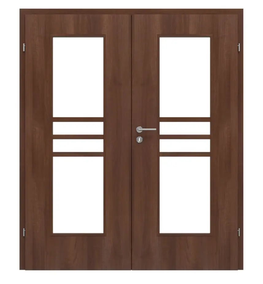 CLASSEN drzwi dwuskrzydłowe Demeter M2 Nuss Primo z przeszkleniem z ościeżnicą