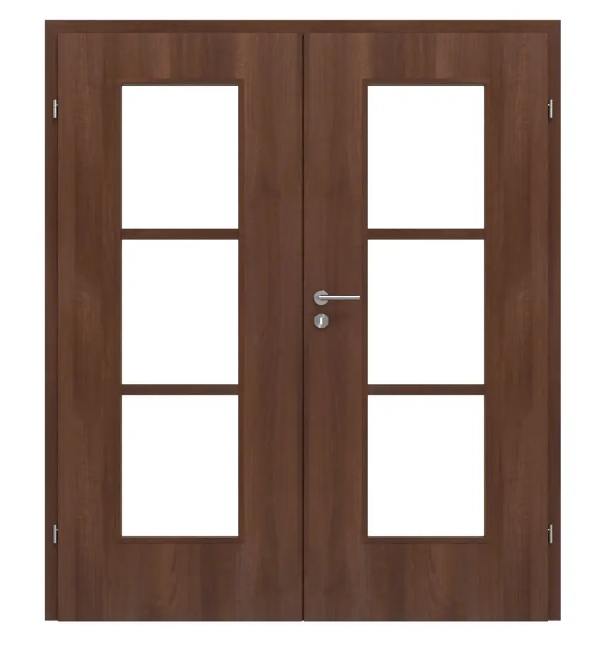 CLASSEN drzwi dwuskrzydłowe Demeter M3 orzech Primo z przeszkleniem z ościeżnicą