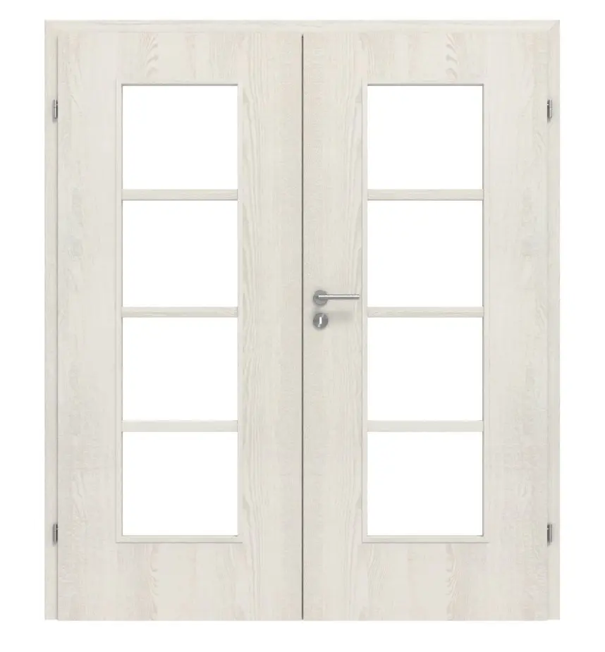 CLASSEN drzwi dwuskrzydłowe Demeter M5 jesion biały 3D Look z przeszkleniem w zestawie z ościeżnicą