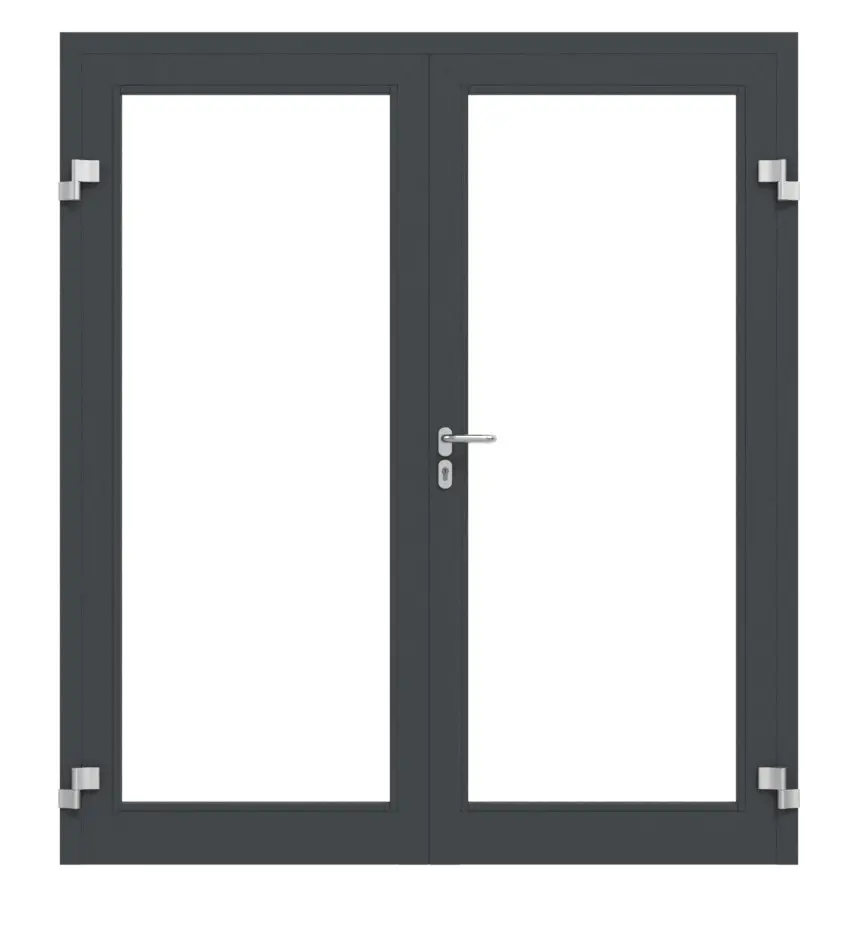Widok frontowy w db703 z zestaw drzwi wewnętrzne 2-skrzydłowe aluminiowe drzwi ramowe ES 50 z LA-01 w tym ościeżnica blokowa - Hörmann