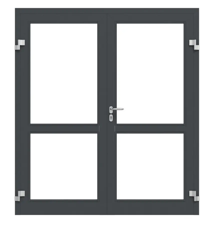 Zestaw drzwi wewnętrznych HÖRMANN, 2-skrzydłowy Drzwi ramowe aluminiowe ES 50 z ramą rurową i przeszkleniem LA-02 wraz z ościeżnicą blokową