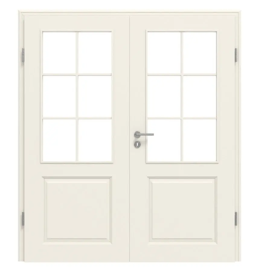 LEBO drzwi dwuskrzydłowe Formal 20 biały lakier z przeszkleniem 6 LA z ościeżnicą