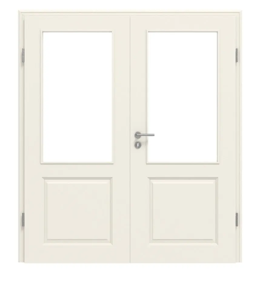 LEBO drzwi dwuskrzydłowe Formelle 20 biały lakier z przeszkleniem i ościeżnicą