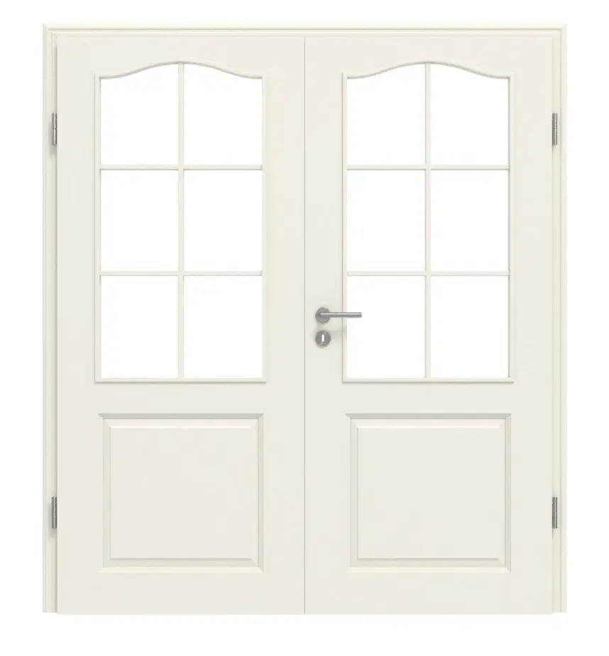 LEBO drzwi dwuskrzydłowe Formelle 21 biały lakier z szprosami LA z ościeżnicą