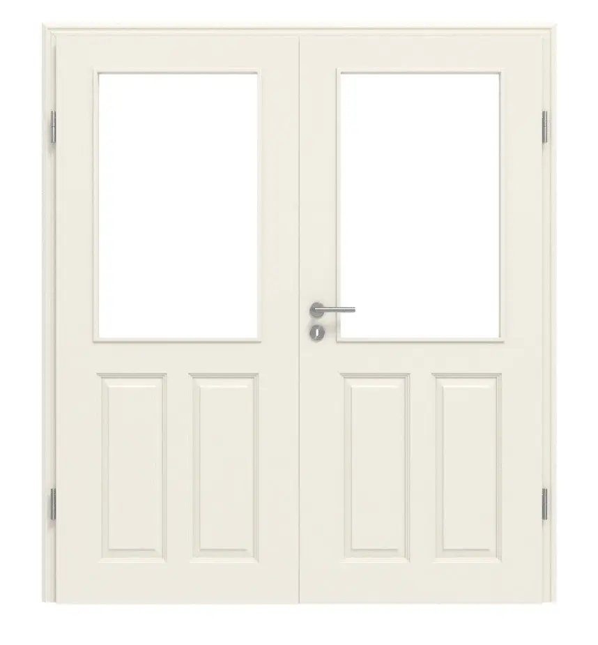 LEBO drzwi dwuskrzydłowe Formelle 40 biały lakier z przeszkleniem i ościeżnicą
