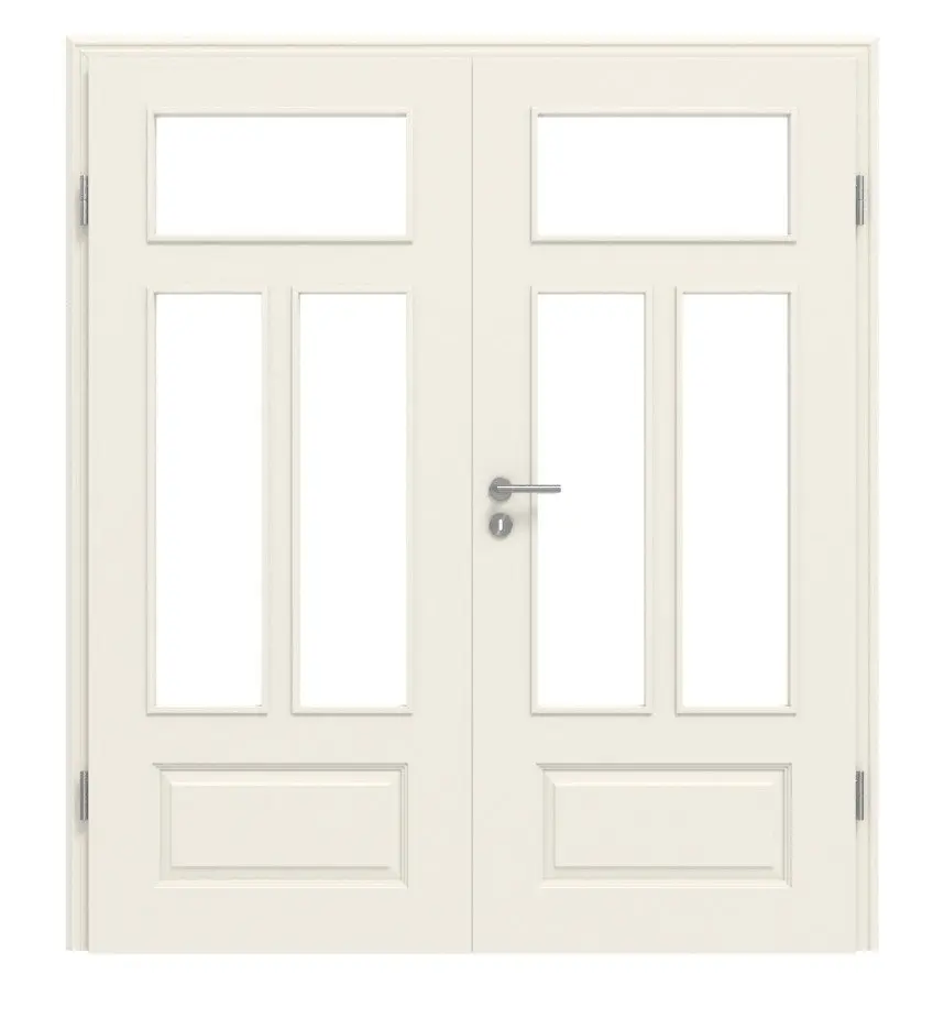 LEBO drzwi dwuskrzydłowe Formelle 41 biały lakier z przeszkleniem 3 LA na górze z ościeżnicą