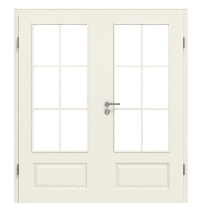 LEBO drzwi dwuskrzydłowe Formelle 41 biały lakier z 6 LA i szprosami z ościeżnicą