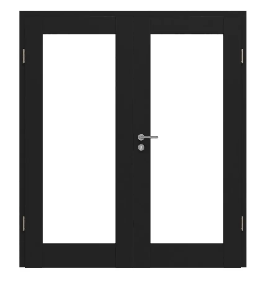 CLASSEN drzwi dwuskrzydłowe rama 5.6 Uni czarny folia dekoracyjna z przeszkleniem w tym ościeżnica