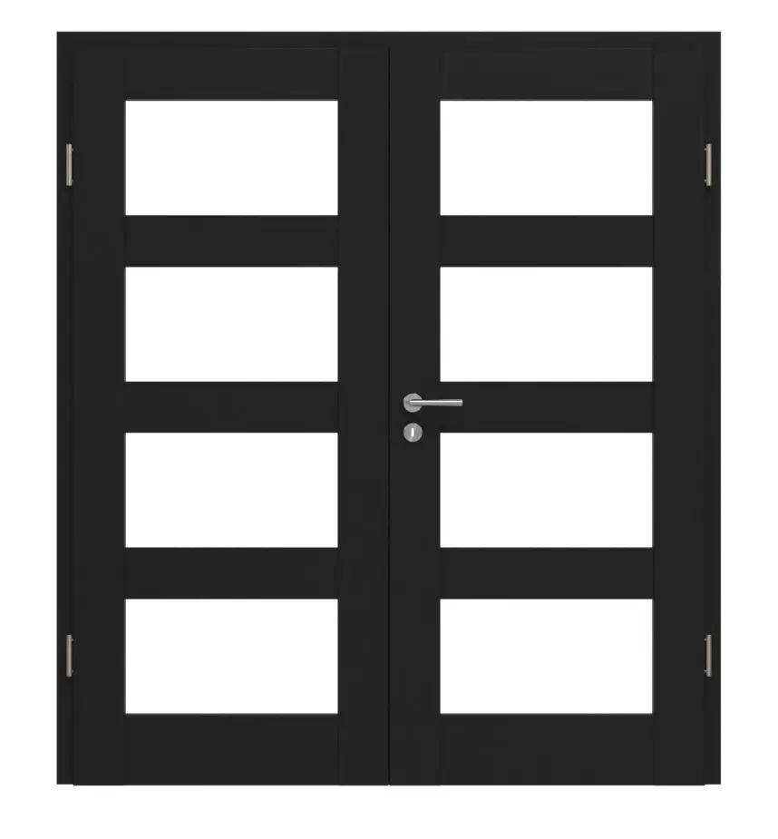 CLASSEN drzwi dwuskrzydłowe rama 5.7 Uni czarny folia dekoracyjna z przeszkleniem, w tym ościeżnica