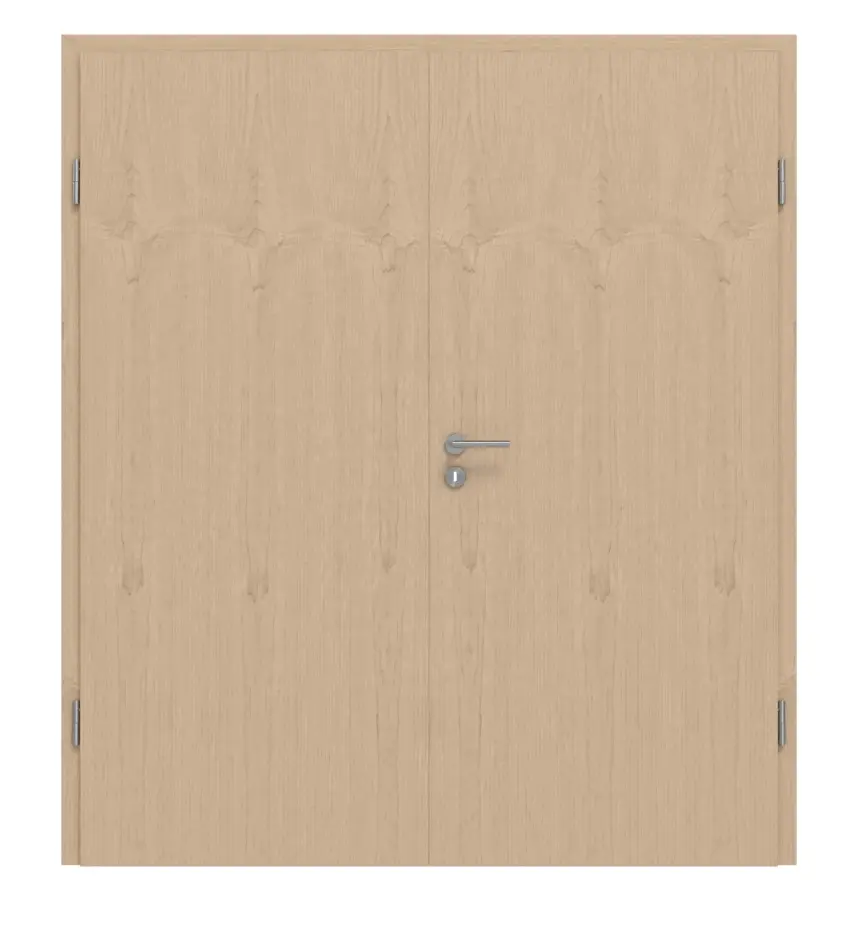 Zdjęcie drzwi dwuskrzydłowych fornirowanych naturalnym klonem kanadyjskim wraz z ościeżnicą - Lebo