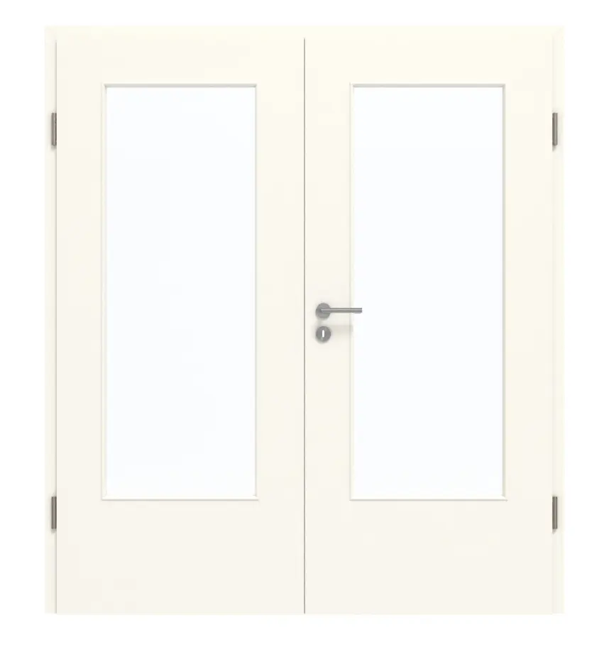 GARANT drzwi dwuskrzydłowe wraz z ościeżnicą 0105-60 Pearl White CePaL z przeszkleniem LA-DIN