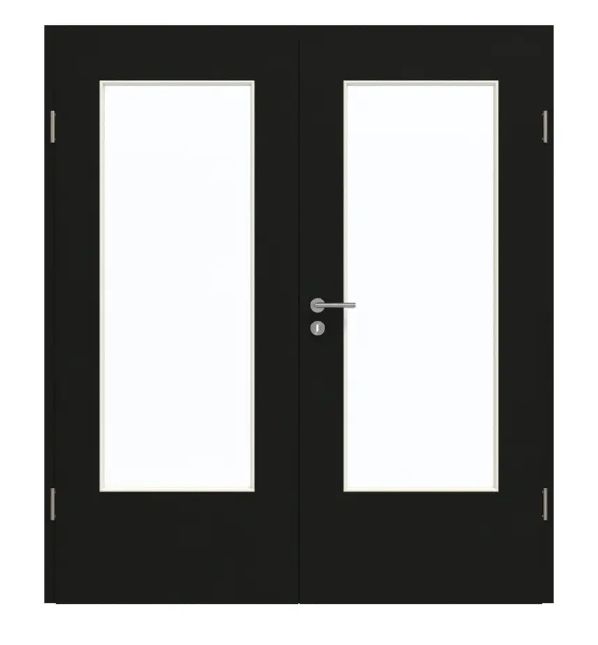 GARANT drzwi dwuskrzydłowe z ościeżnicą 0901-60 Black Resopal z przeszkleniem LA-DIN