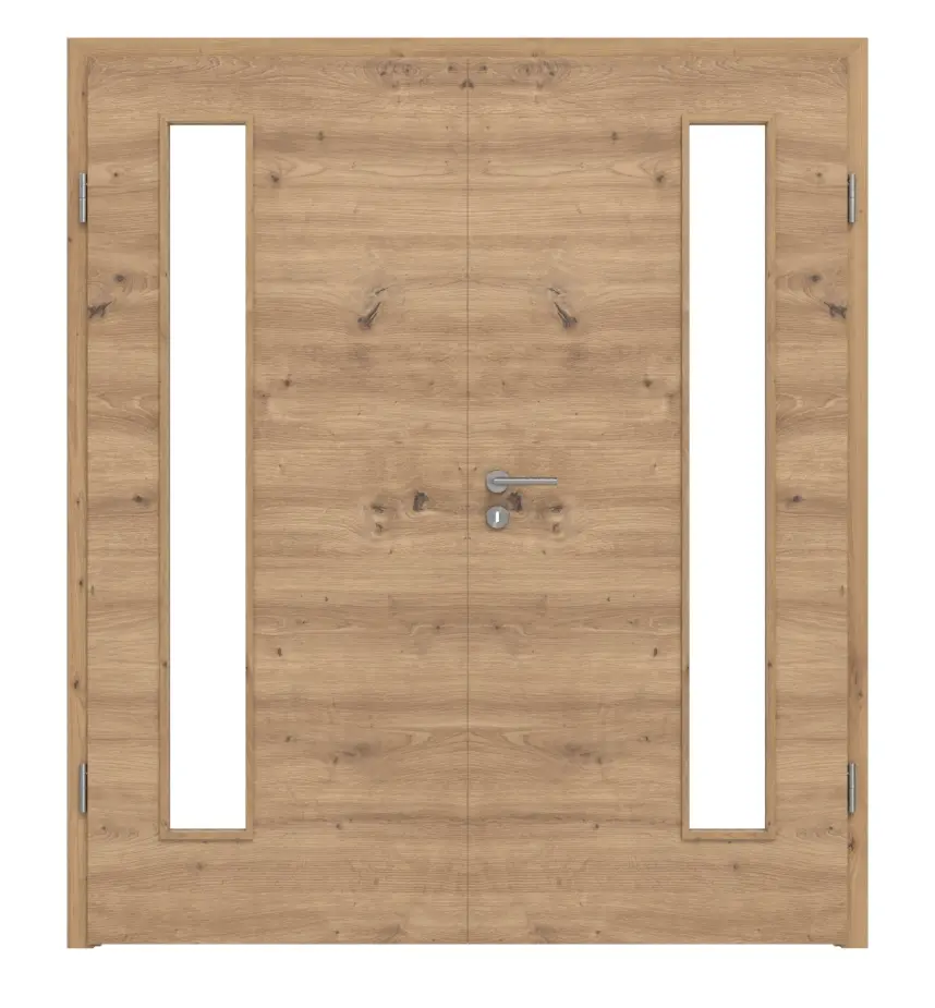 WESTAG drzwi dwuskrzydłowe Artis dąb Cross EiC 793 Portalit CPL z przeszkleniem LA-1B po stronie zawiasów z ościeżnicą