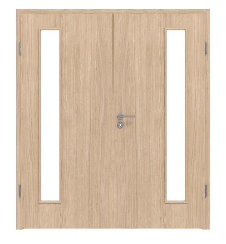 WESTAG drzwi dwuskrzydłowe dąb Eleganzia Ei 342 Portalit CPL z przeszkleniem LA-1B po stronie zawiasów z ościeżnicą
